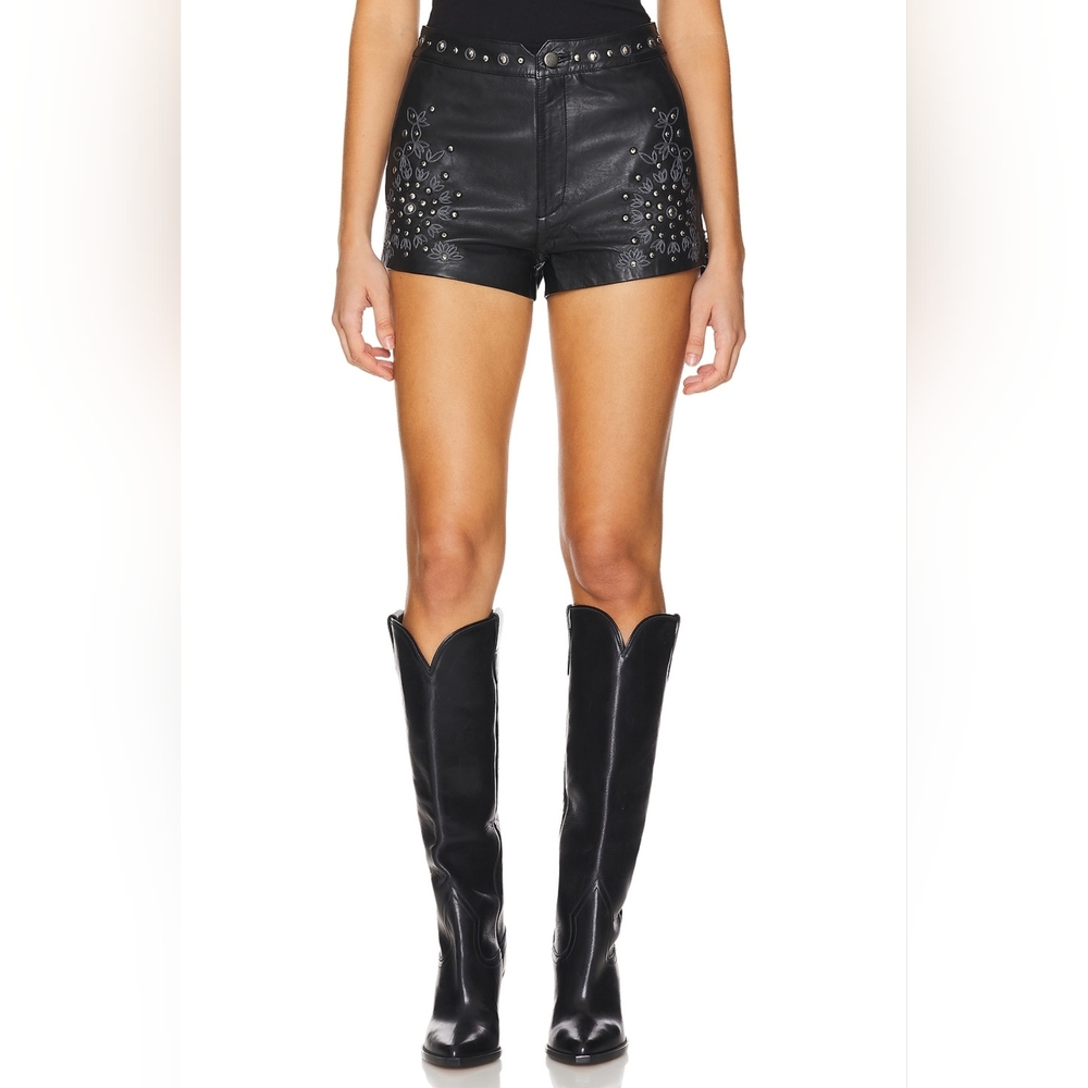 Understated Leather 'Reflective Shorts', Sz S, black, Genuine Sheep Leather